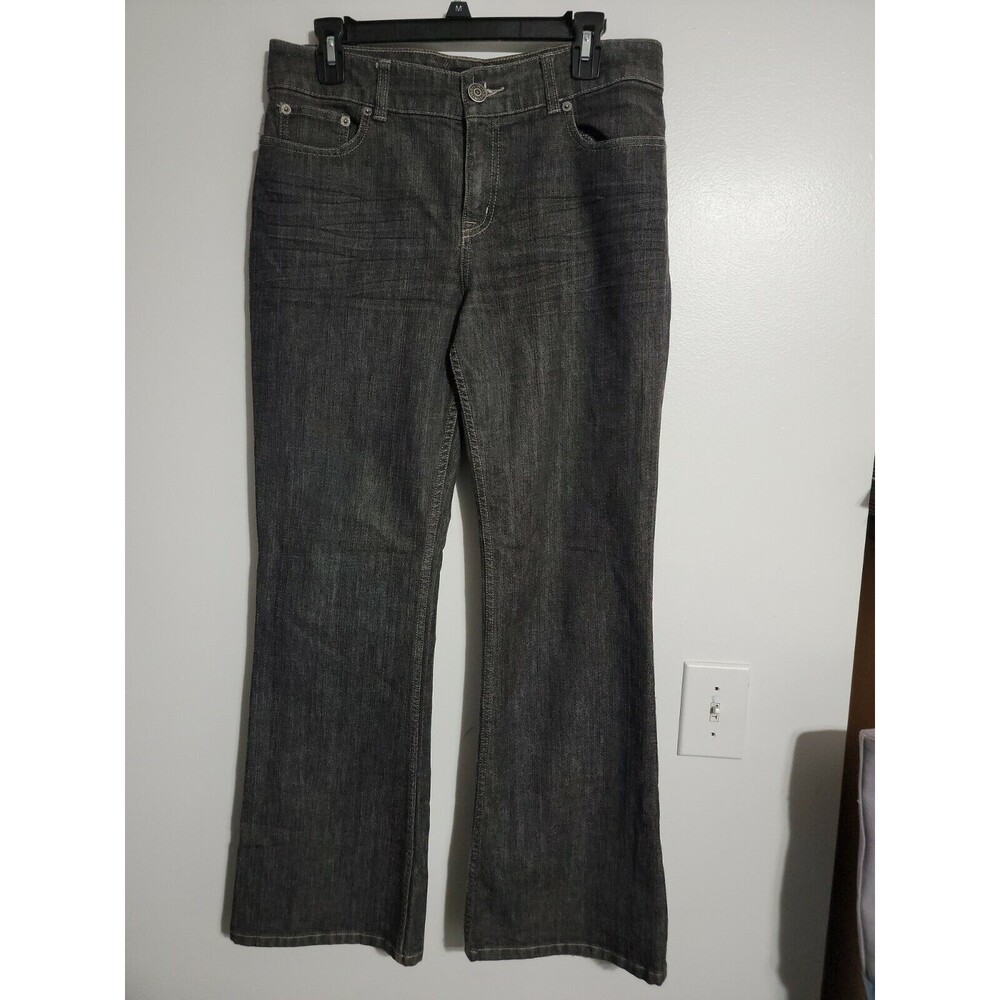 The LIMITED Women Jeans High Waist Flare Size 10 Stretch Gray  DistresseDenim